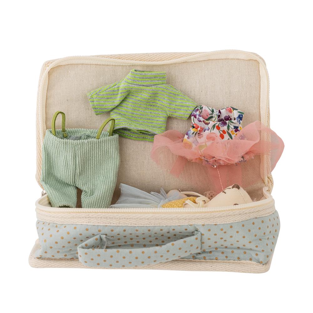 Bloomingville MINI Lara Puppe mit Stoffkoffer aus Polyester, bunt, 6er Set