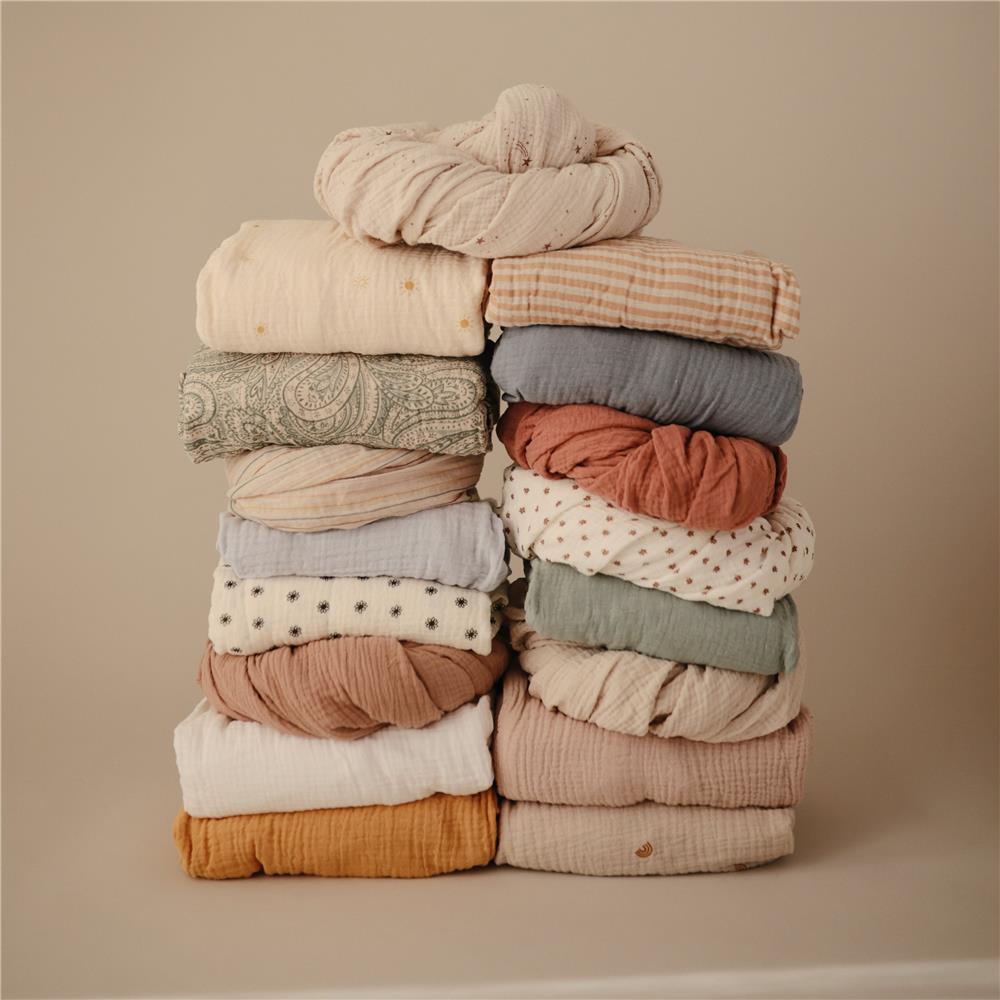 Mushie Extra weiches Musselin-Kinderbettlaken, Falling Stars, 132x71cm Spannbettlaken