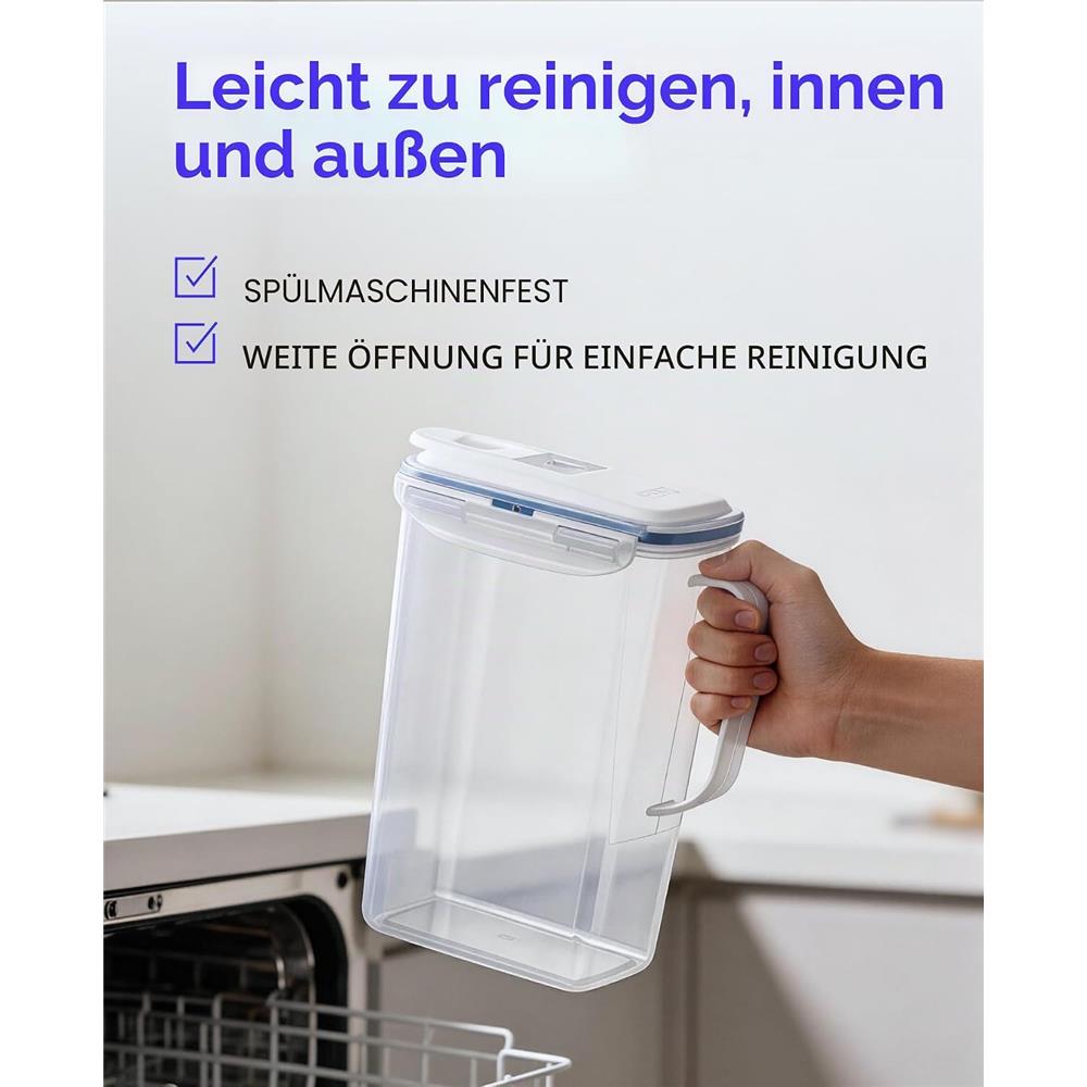 LocknLock Kühlschrankkrug 3L transparent - Kunststoff, Krug mit Deckel, BPA-frei, auslaufsicher