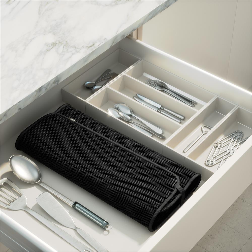 Umbra Udry Geschirr Abtropfgestell und Mikrofaser Abtropfmatte, Faltbar, Platzsparend, 61 x 45 cm, in Schwarz