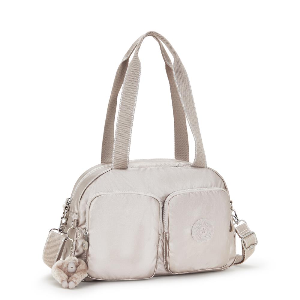Kipling COOL DEFEA, Mittelgroße Schultertasche, Metallic Glow (beige), Umhängetasche