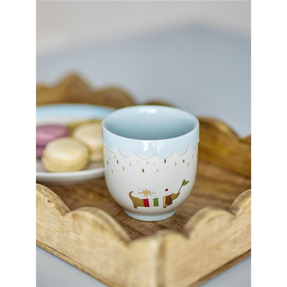 Bloomingville MINI Celebrate Tasse, Blau, Steingut, Kinderbecher, Kindertasse, dänisches Design