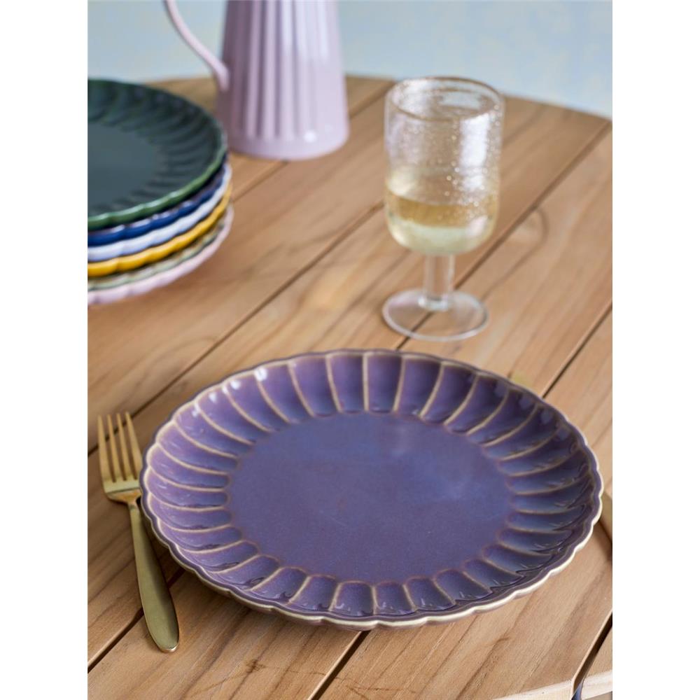 Bloomingville Latina Teller, Violett, 27 cm, Steingut, Speiseteller, dänisches Design