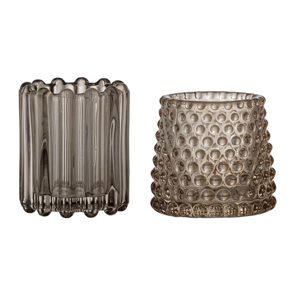Bloomingville Rosslin Teelichthalter in Braun 2er Set, aus Glas