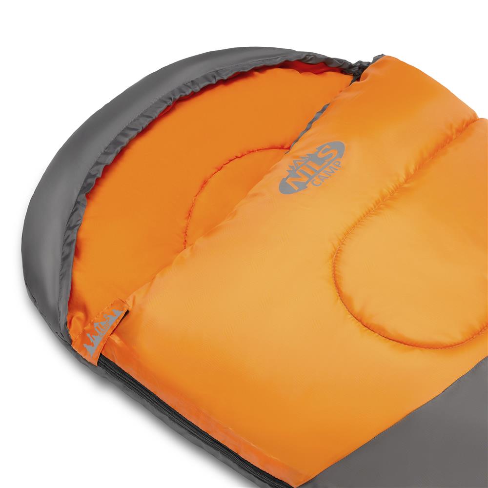 NILS CAMP Schlafsack Größe L Grau-Orange - Mumienschlafsack für Outdoor, Trekking & Camping