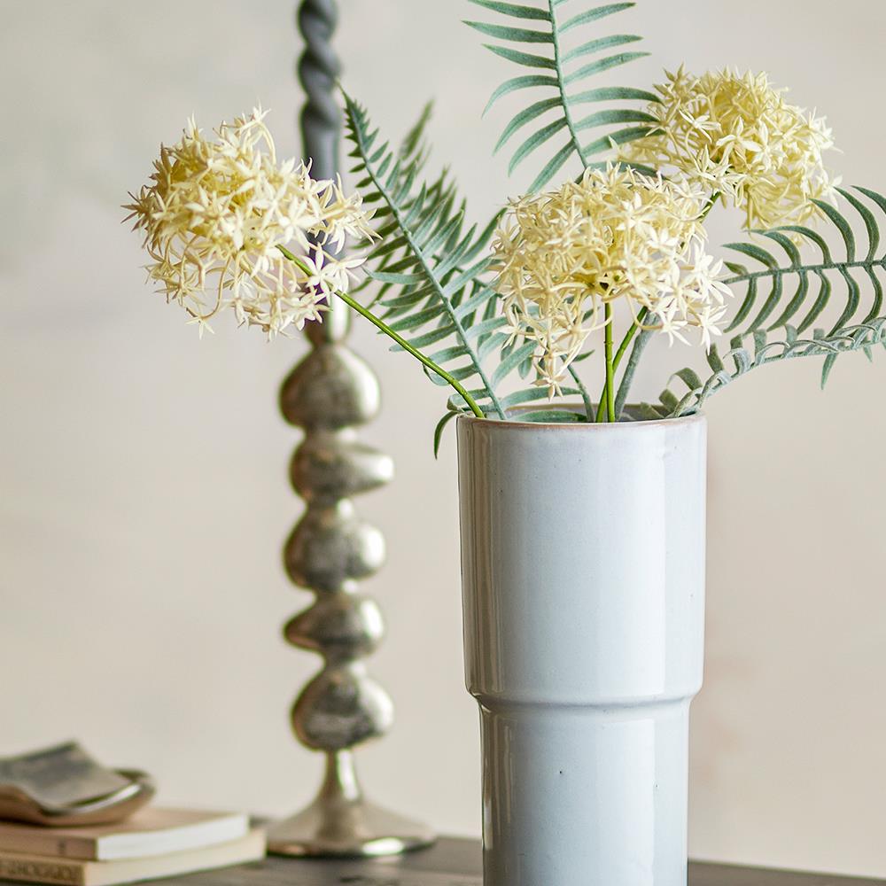 Bloomingville Marji Vase, Weiß – Steingut D12×H24 cm, Zeitloses Design