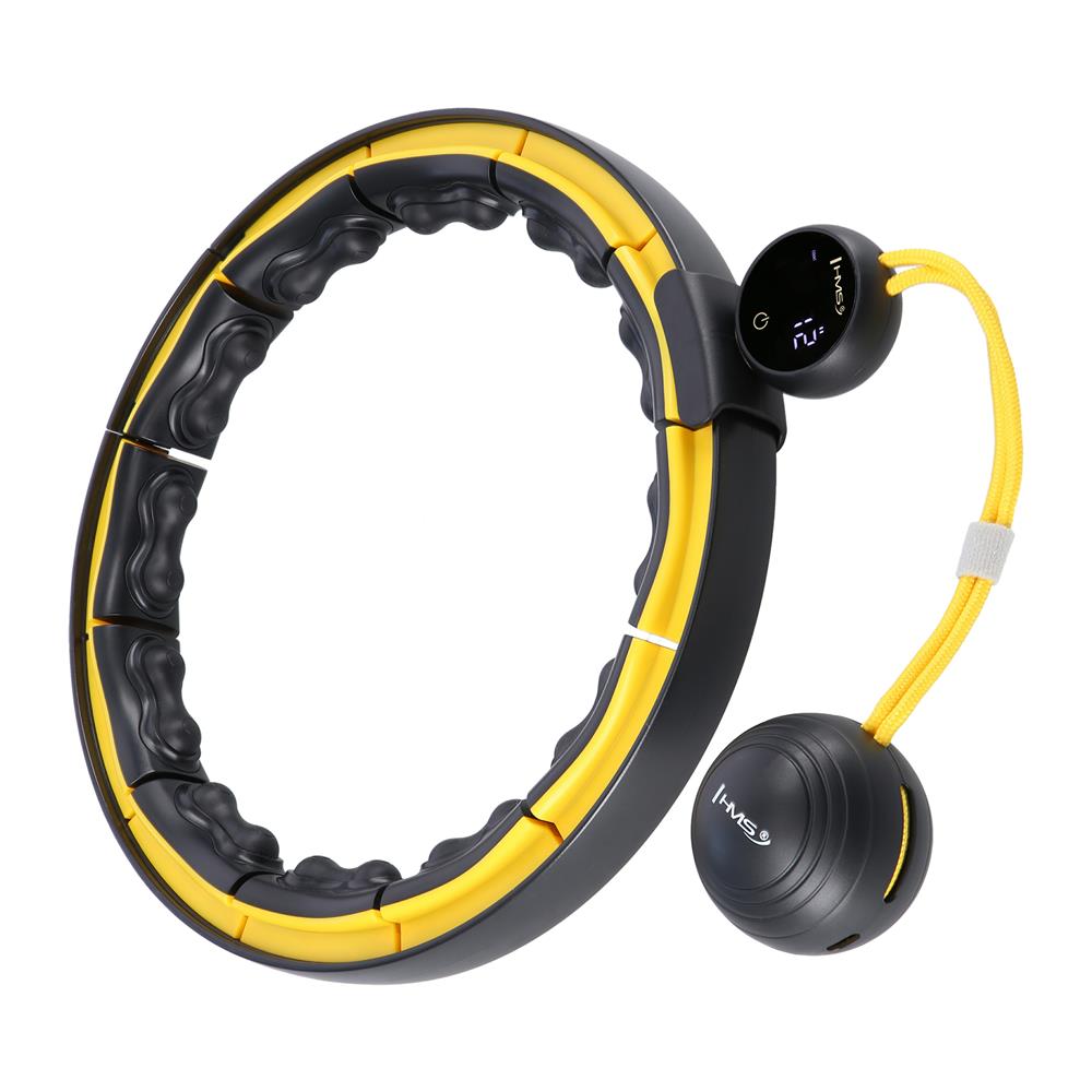 Hula Hoop Reifen mit LCD-Zähler, Magneten und Gewicht Schwarz/Gelb | HMS HHM21