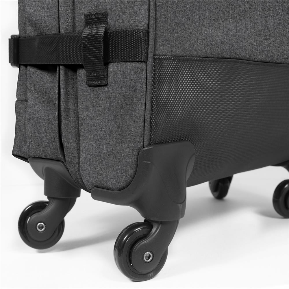 Eastpak TRANS4 L, Großer Reisetrolley, Black Denim (grau), 80L, Rollkoffer mit 4 Rädern und TSA-Schloss