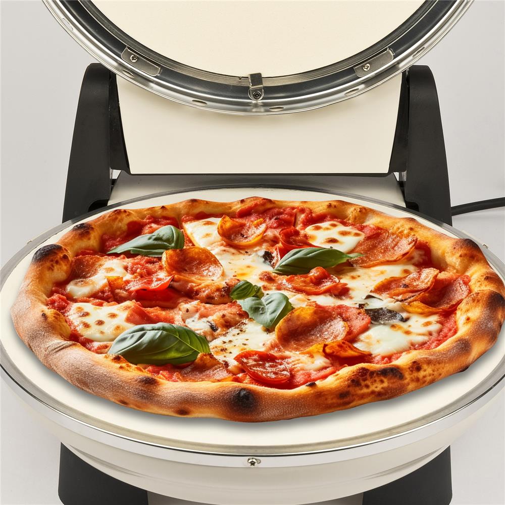 G3Ferrari elektrischer Pizzaofen Napoletana mit Pizzastein Icy Cream Pizzamaker 1200W für Pizza Ø 31cm beige Limitierte Edition