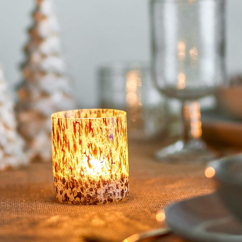 Bloomingville Felicita Teelichthalter – Braun, aus recyceltem Glas mit Antik-Finish