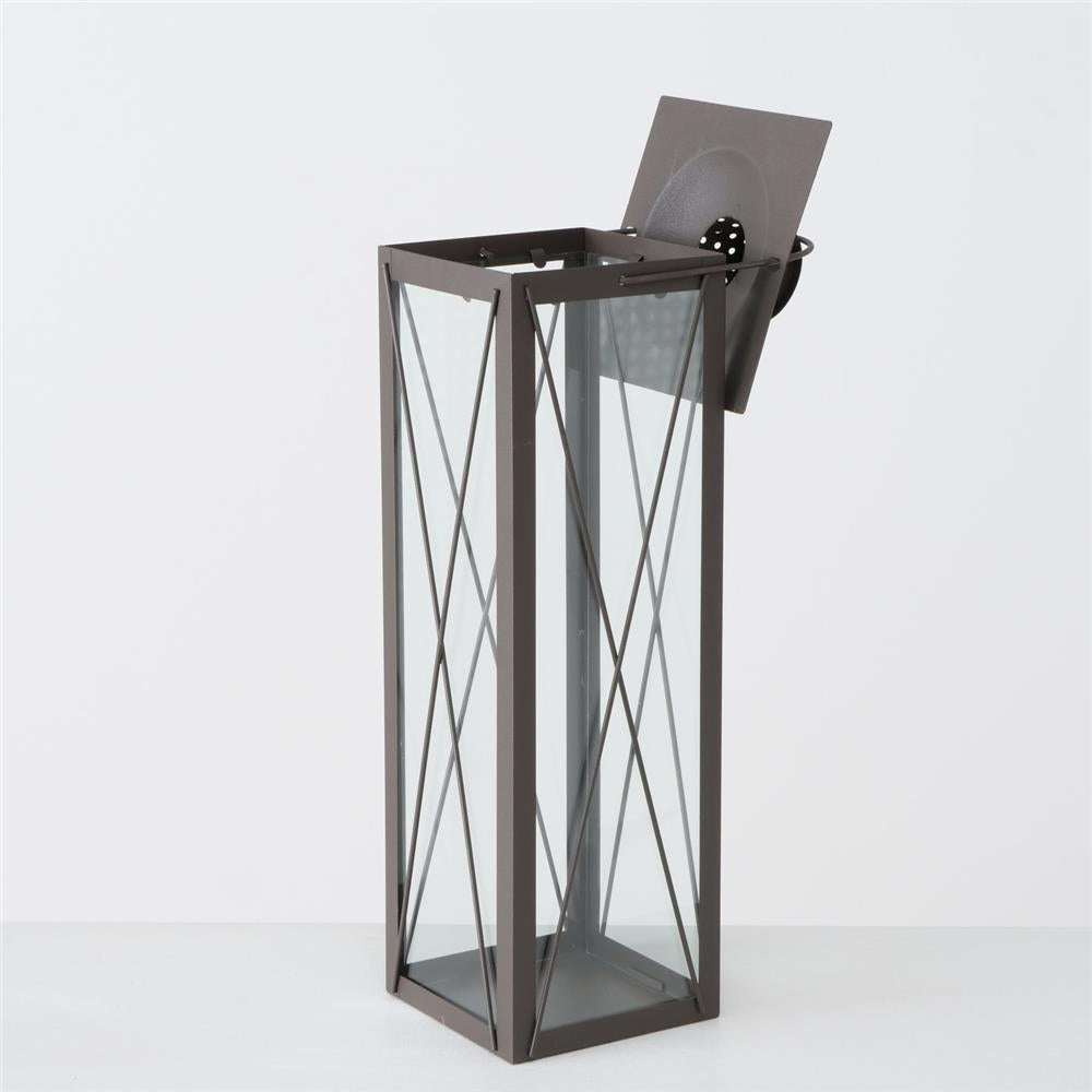 BOLTZE Laterne Farol – 4er Set aus Metall & Glas, Braun, quadratisch, 20–70 cm Höhe