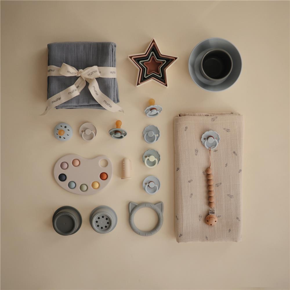 Mushie Sensorik-Spielzeug Farbpalette, aus Silikon, BPA-frei