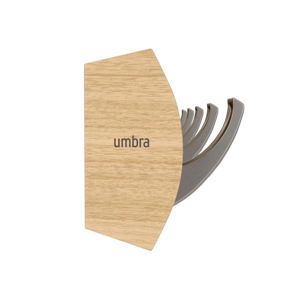 Umbra Flip Wandgarderobe, Garderobenleiste in Natur, mit 5 beweglichen Haken in Silber