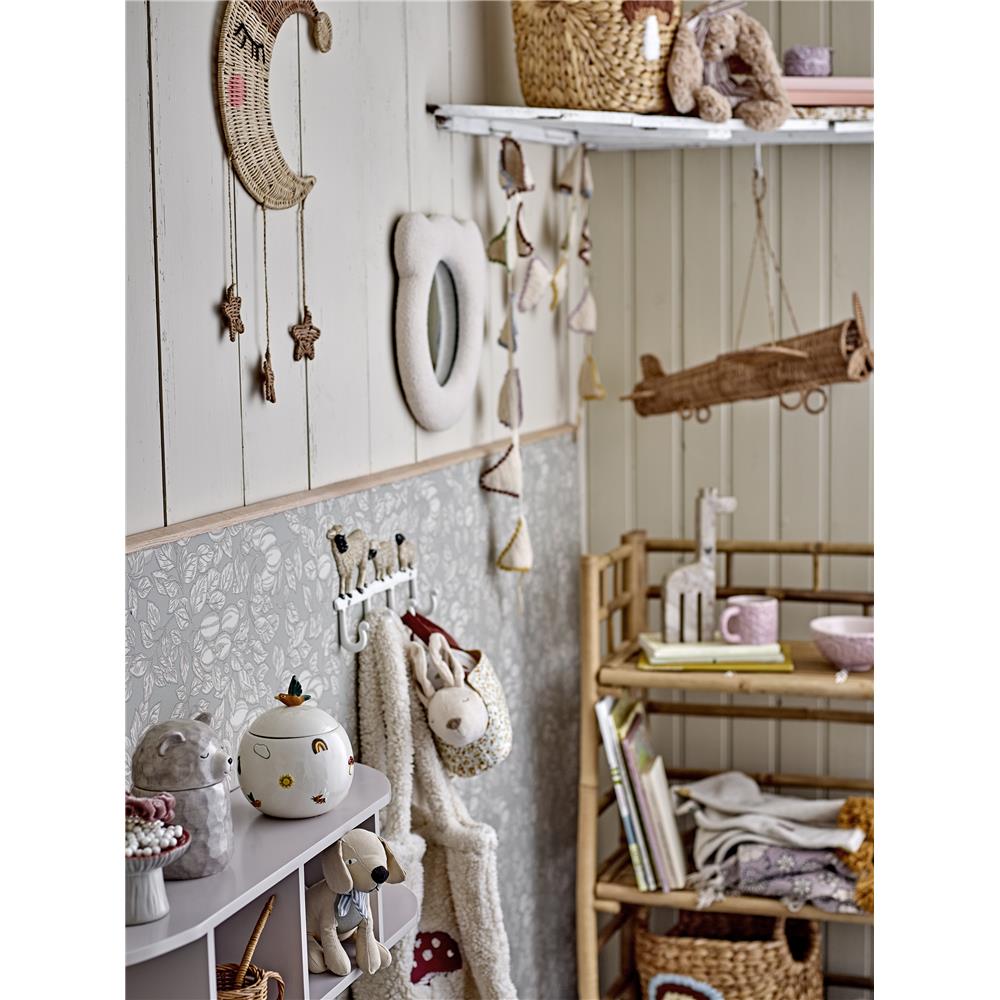 Bloomingville MINI Agnes Gefäß mit Deckel, Vogel, Weiß, Steingut