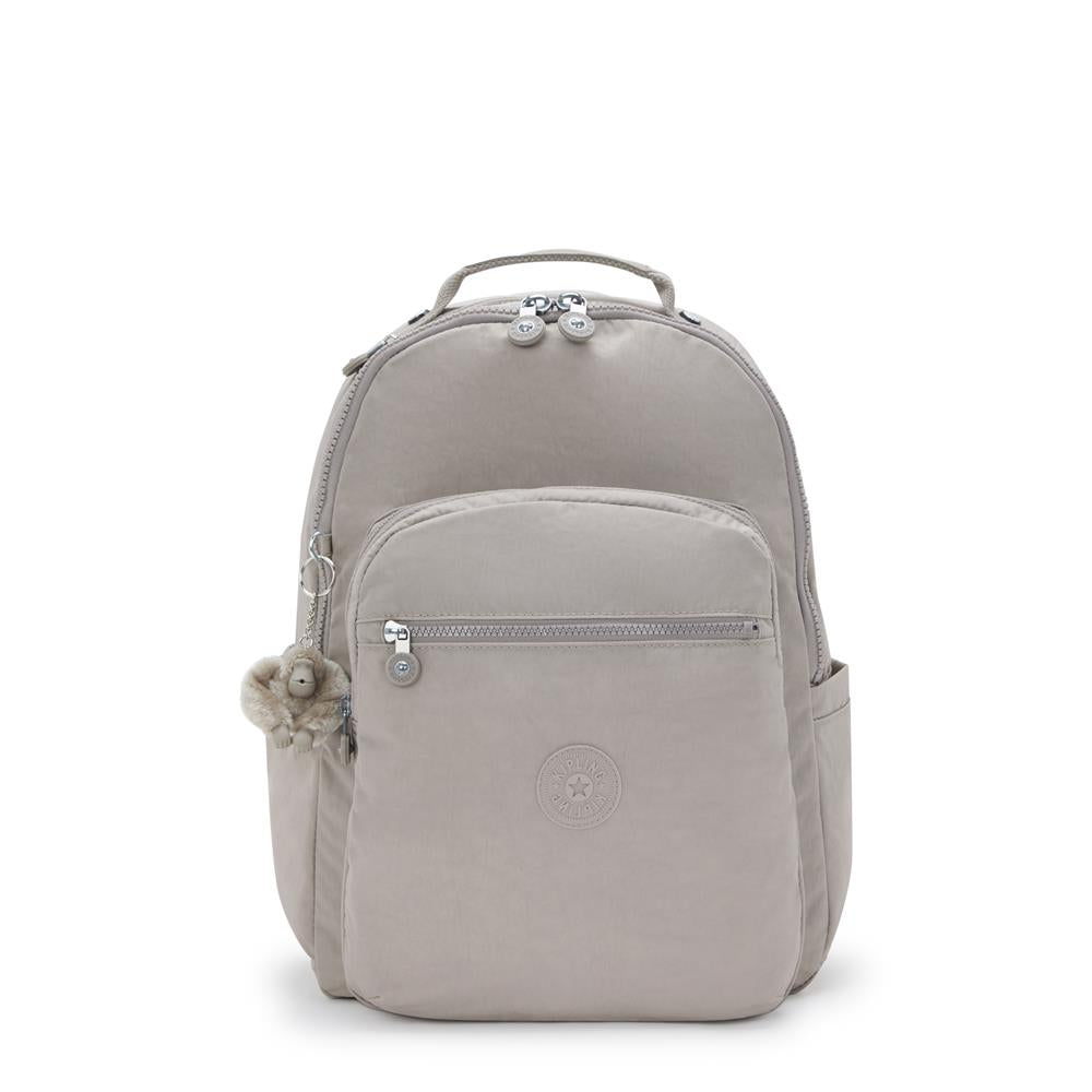 Kipling SEOUL L, Großer Rucksack, Grey Gris (grau), 27L, mit 15-Zoll-Laptopfach