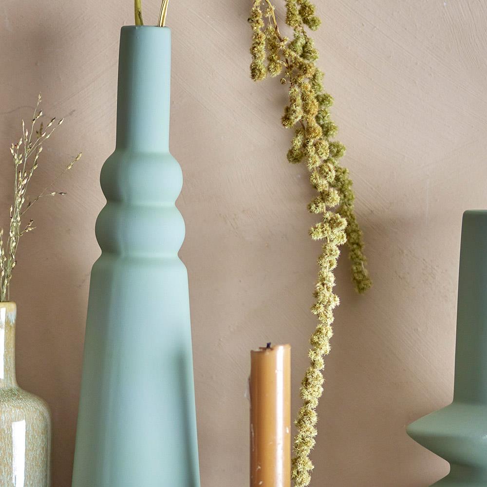 Bloomingville Isolde Vase in Grün aus Steingut, matte Glasur