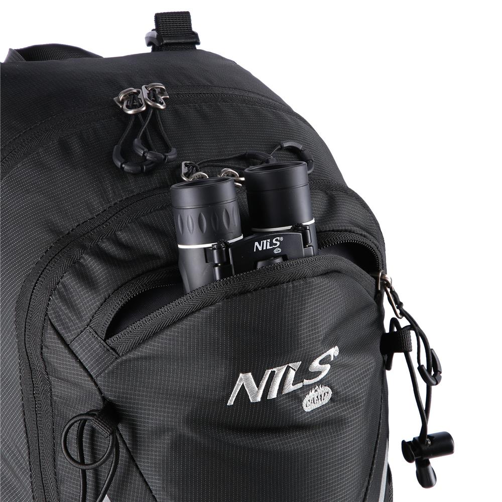 NILS CAMP Trekkingrucksack Ghoster 20L in Schwarz - Outdoor Rucksack mit Belüftung & Regenhülle