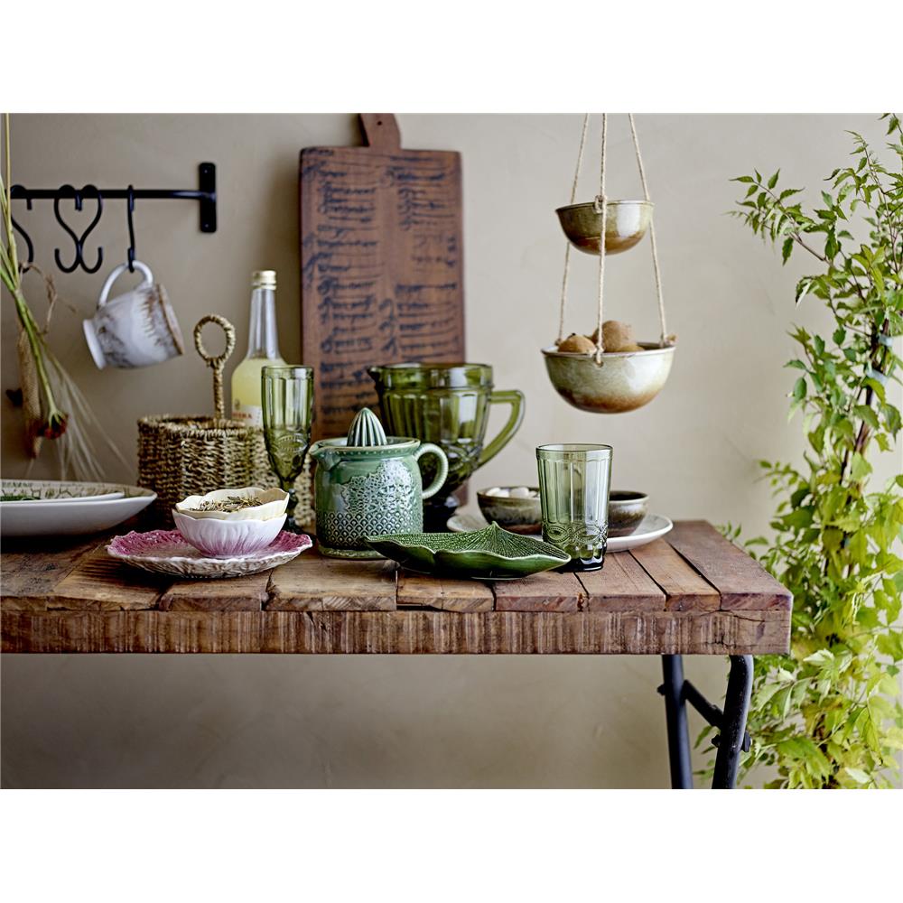 Bloomingville Liselu Zitronensaftpresse mit Blumenmuster, in Grün, aus Steingut