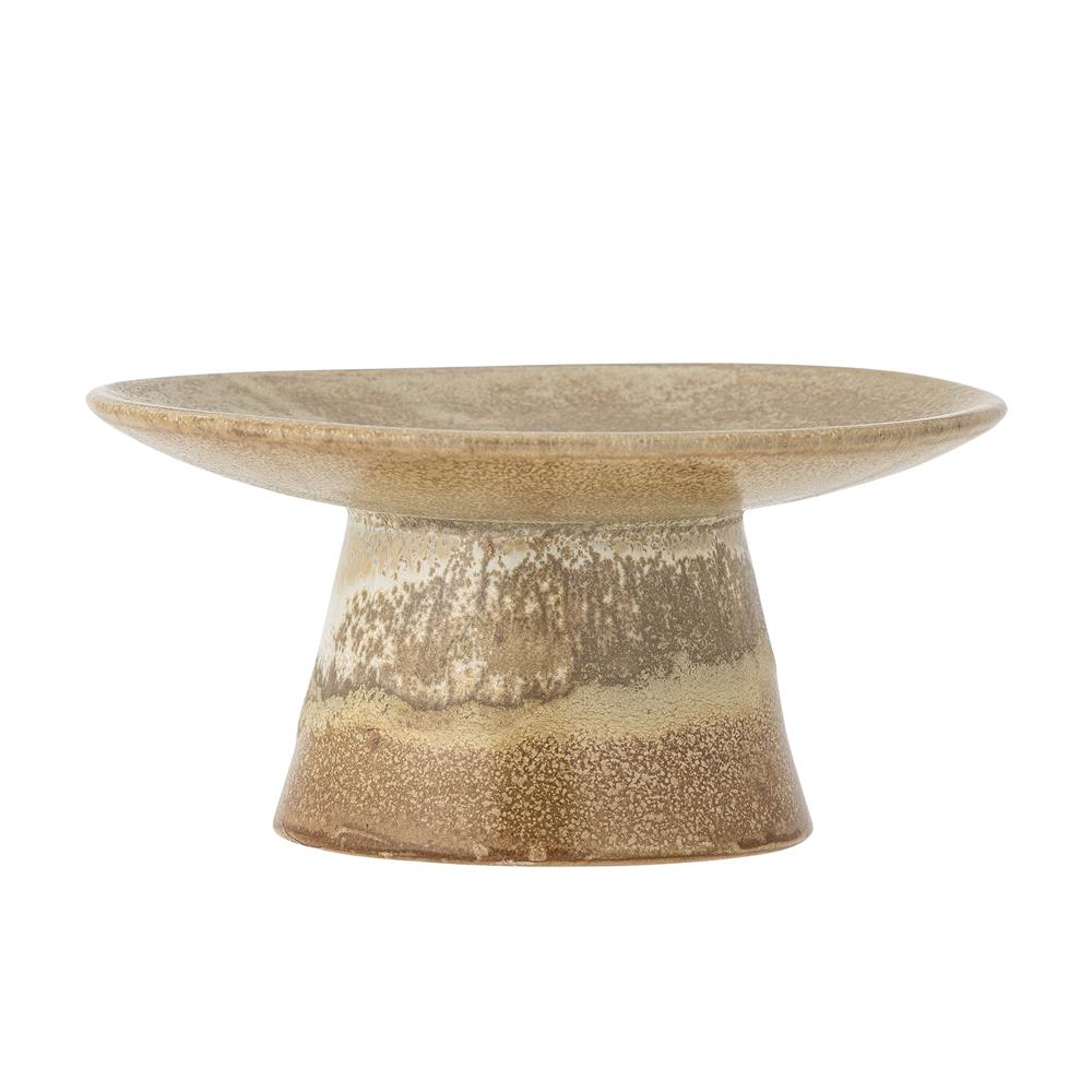 Bloomingville Ikigai Sockelschale – braune Steingutschale mit Fuß, Ø 14 cm, 150 ml