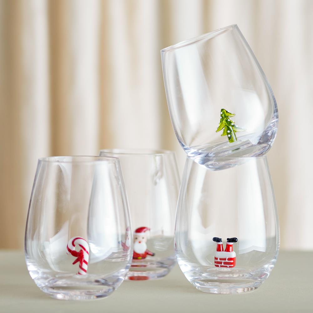Bloomingville Misa Weihnachtsgläser, Glas 560 ml 4er Set mit Weihnachtsmotiv