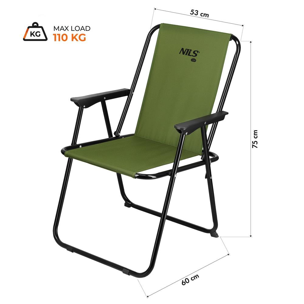 NILS CAMP klappbarer Campingstuhl in Grün - stabiler Outdoor Stuhl für Camping, Garten & Angeln