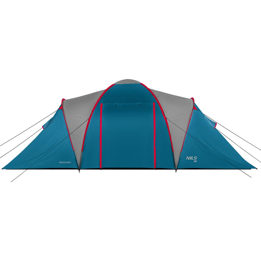 NILS CAMP Highland Zelt für 6 Personen Blau-Grau - großes Familienzelt mit Vorraum für Camping & Outdoor