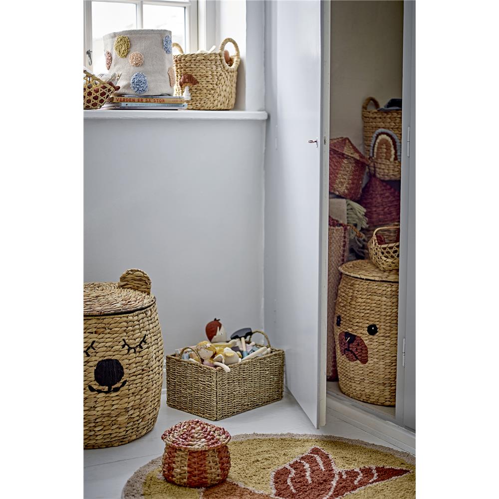 Bloomingville MINI Aufbewahrungskorb Bär Natur 42 x 50cm Seegras Deckel Korb Teddy dänisches Design
