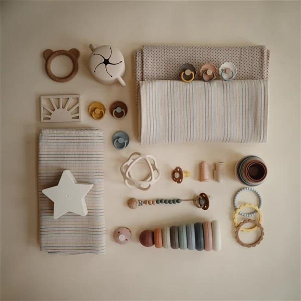 Mushie Musselin-Baby-Wickeldecke, Retro Stripes, Pucktuch aus 100% Bio-Baumwolle