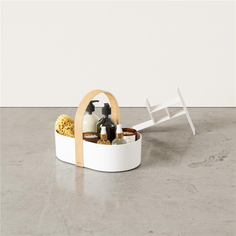 Umbra Bellwood Caddy mit herausnehmbarer Trennwand, Organizer für Kosmetik in Weiß/Natur