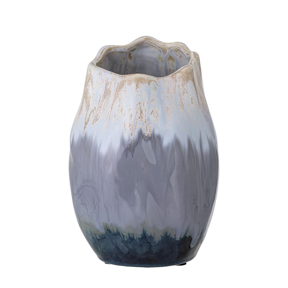 Bloomingville Jace Deko-Vase, Blau, Keramik,16x24 cm, mit Batikeffekt
