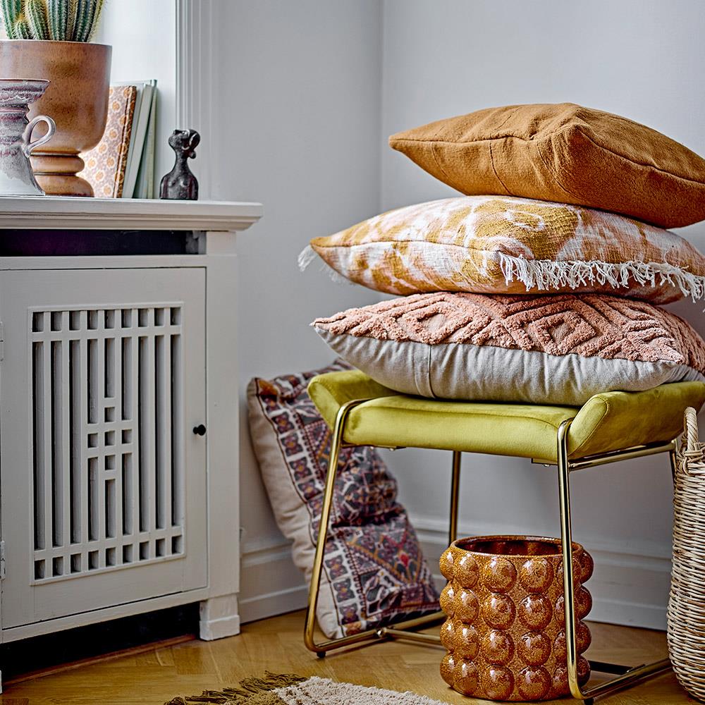 Bloomingville Emalie Kissen Braun 60x35 cm – Baumwolle & Polyester, gestickt