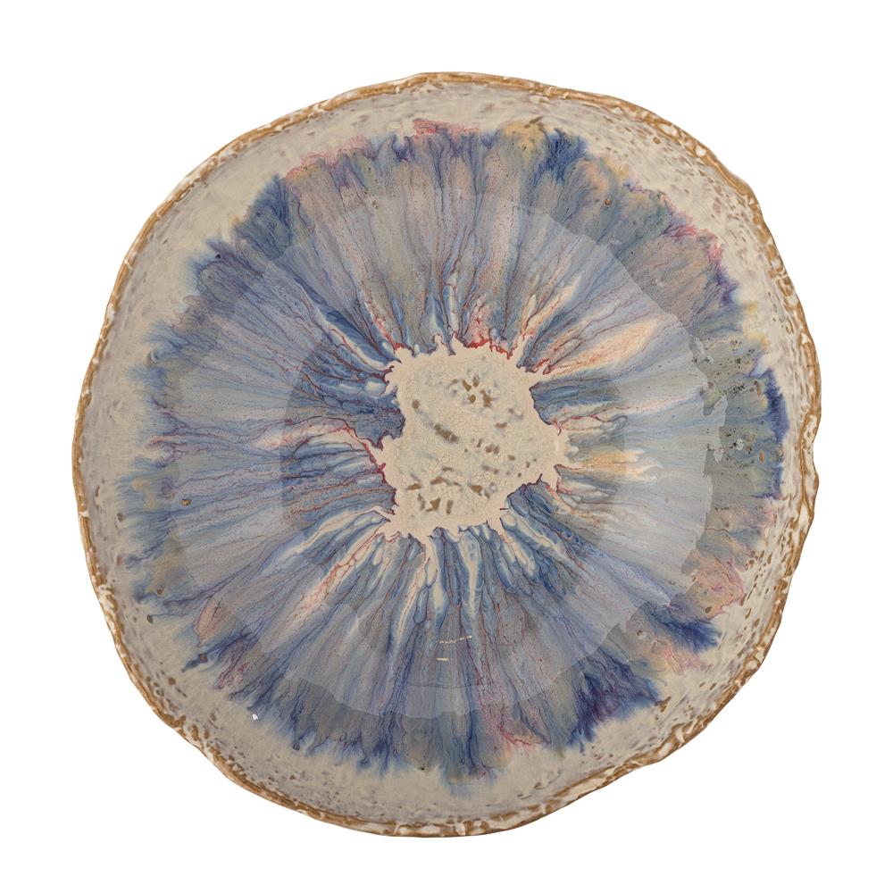 Bloomingville Amalia Schale, Blau, Steingut, 24 cm, 1400 ml, spülmaschinengeeignet, handglasierte Optik