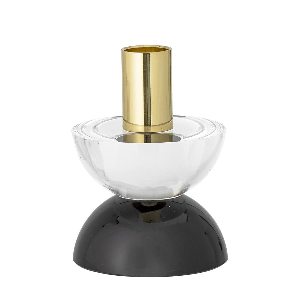 Bloomingville Etel Kerzenhalter, Weißes Glas mit Goldsockel, 10,5 cm hoch