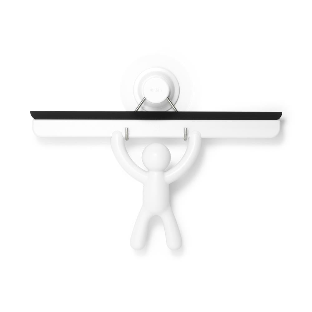 Umbra Buddy Duschabzieher zum Kleben, Fensterabzieher mit Silikonkante in Weiß