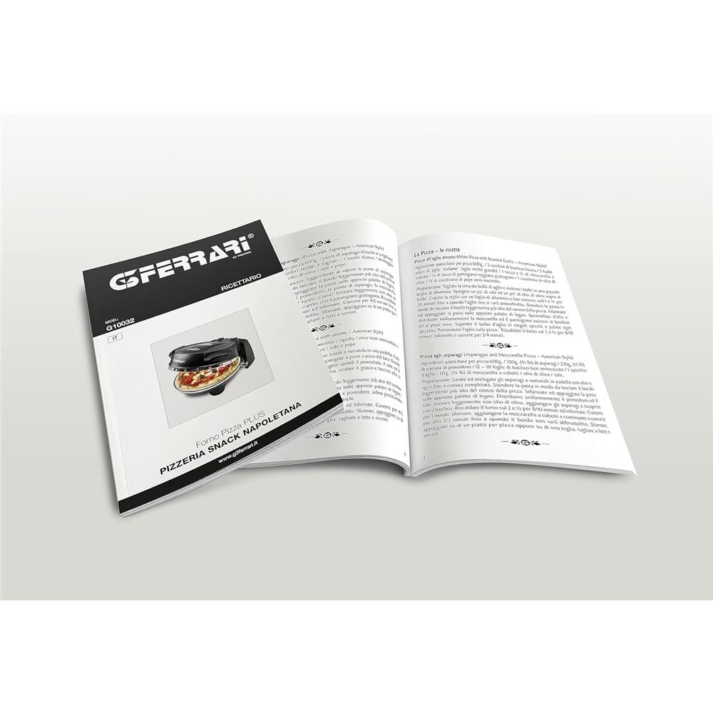 G3Ferrari elektrischer Pizzaofen Napoletana schwarz inkl. 2-ten Stein zum Überbacken im Deckel bis 400 °C
