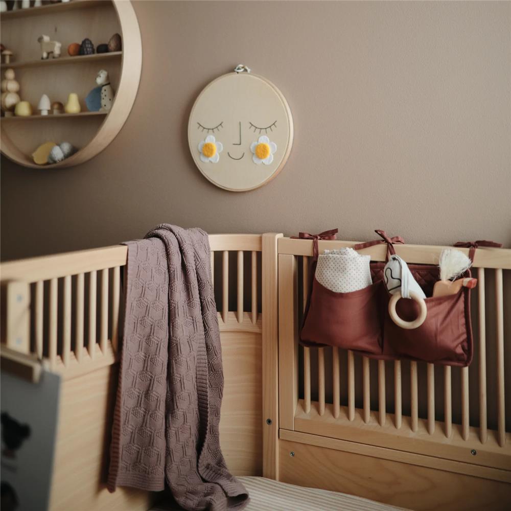 Mushie Gestrickte Babydecke Honigwaben, Desert Rose, aus 100% Bio-Baumwolle