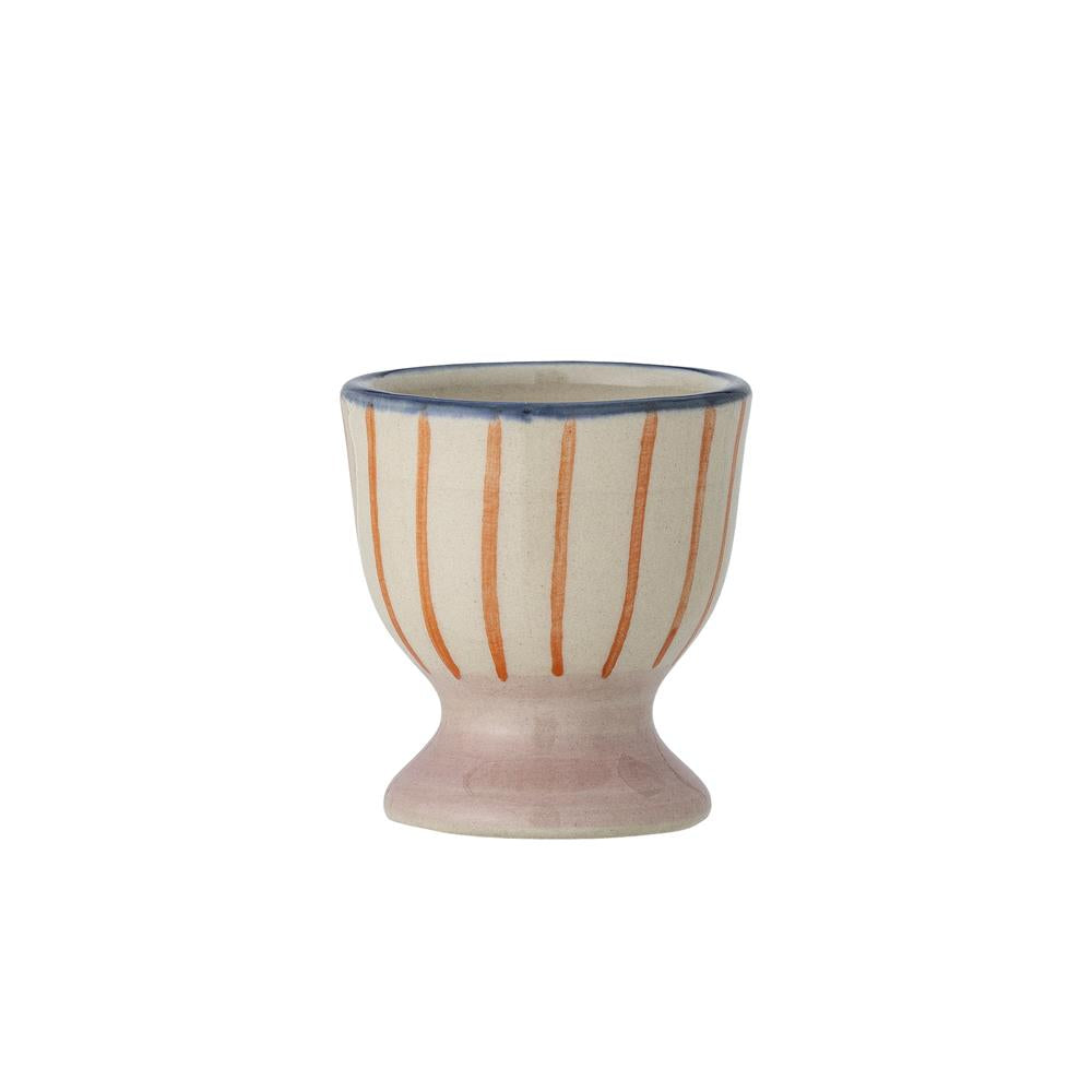 Bloomingville Eviaya Eierbecher 3er-Set, Blau – handbemalte Steingut-Eierbecher