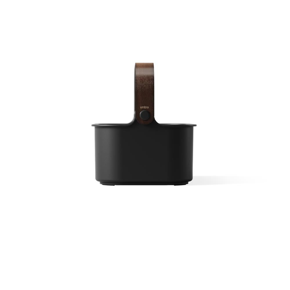 Umbra Bellwood Vorratsschrank Organizer mit 3 Fächern, mittlerer Aufbewahrungsbehälter in Schwarz/Walnuss