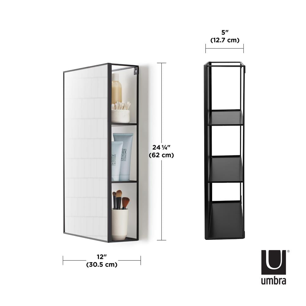 Umbra Cubiko Spiegel mit Ablage, Badezimmerspiegel, Spiegelschrank, Schminkspiegel, Wandspiegel