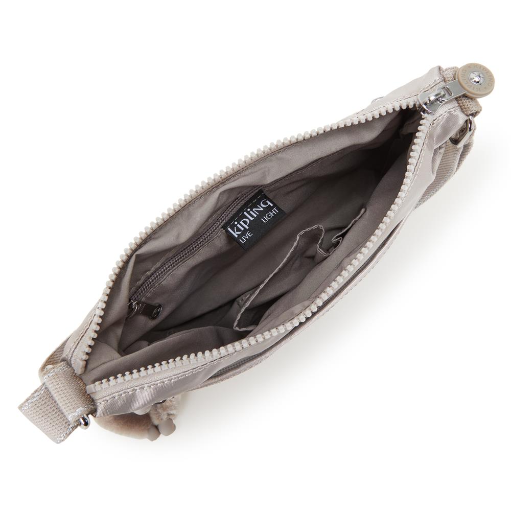 Kipling ARTO S, Kleine Umhängetasche, Metallic Glow (beige), Schultertasche mit Reißverschluss