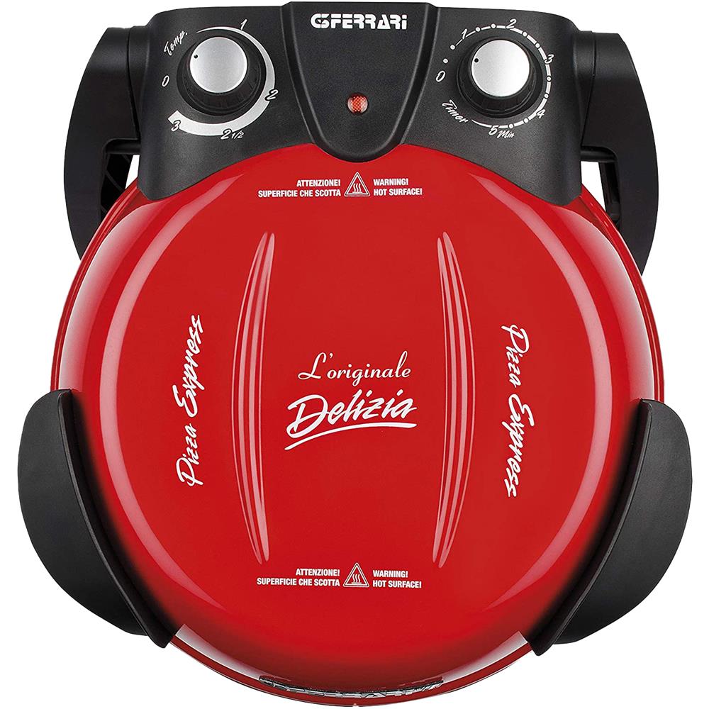 G3Ferrari elektrischer Pizzaofen Delizia 1200 W für Pizza Ø 31cm rot Pizzamaker mit feuerfestem Naturstein