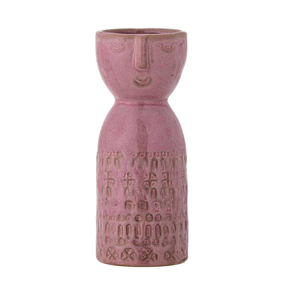 Bloomingville Embla Vase in Pink, 14,5cm, aus Steingut handgefertigt