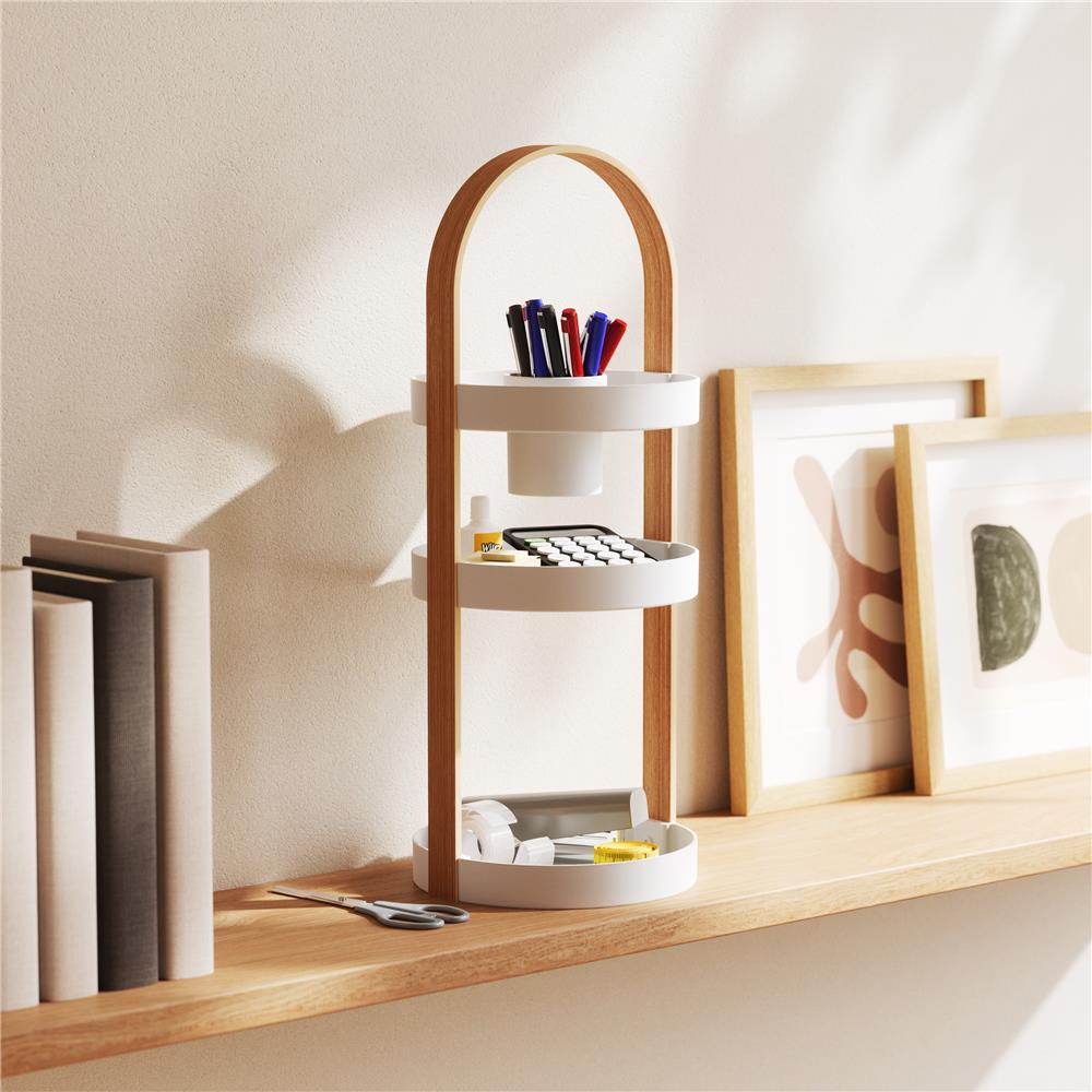 Umbra Bellwood 3-stufiger Kosmetik/Makeup Organizer in Weiß/Natur