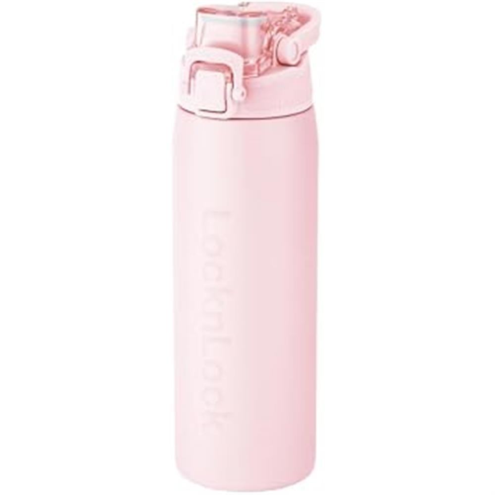 LocknLock Edelstahl Trinkflasche 720ml Pink, One-Touch-Öffnung, Einhandbedienung, Tragegriff
