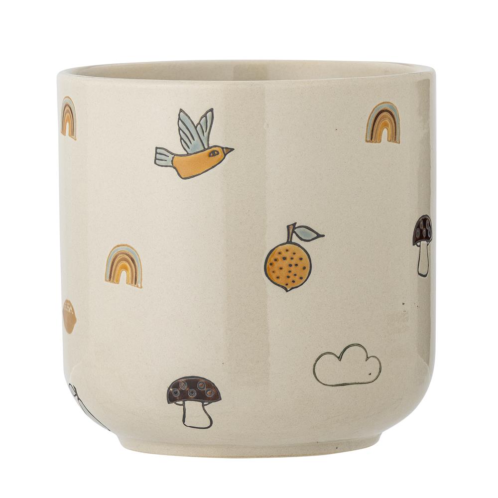 Bloomingville MINI Agnes Blumentopf, Weiß, Steingut, Übertopf, Kinderzimmer, dänisches Design