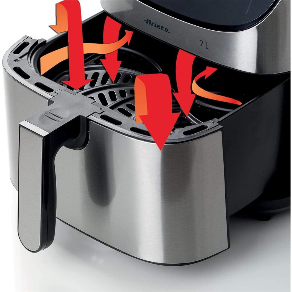 Ariete Airy Fryer Metal, Silber, Heißluftfritteuse, 7L, 1800W