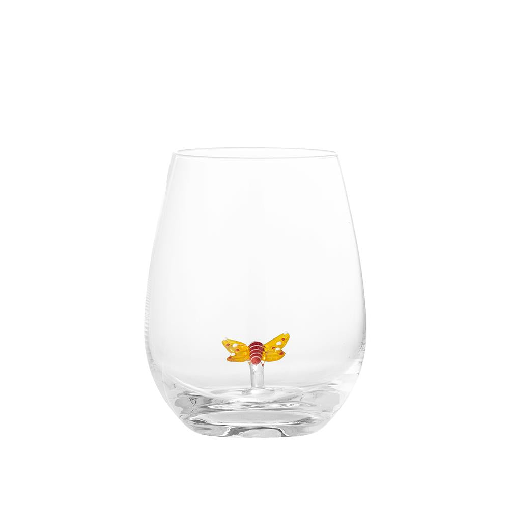 Bloomingville Misa Trinkglas, 560ml, aus Glas mit Schmetterlingsfigur im Inneren