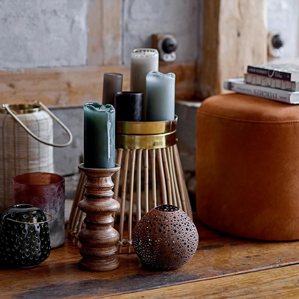 Bloomingville Anja Stumpenkerze Dunkelgrau 10 cm – Unparfümierte Dekokerze aus Paraffin