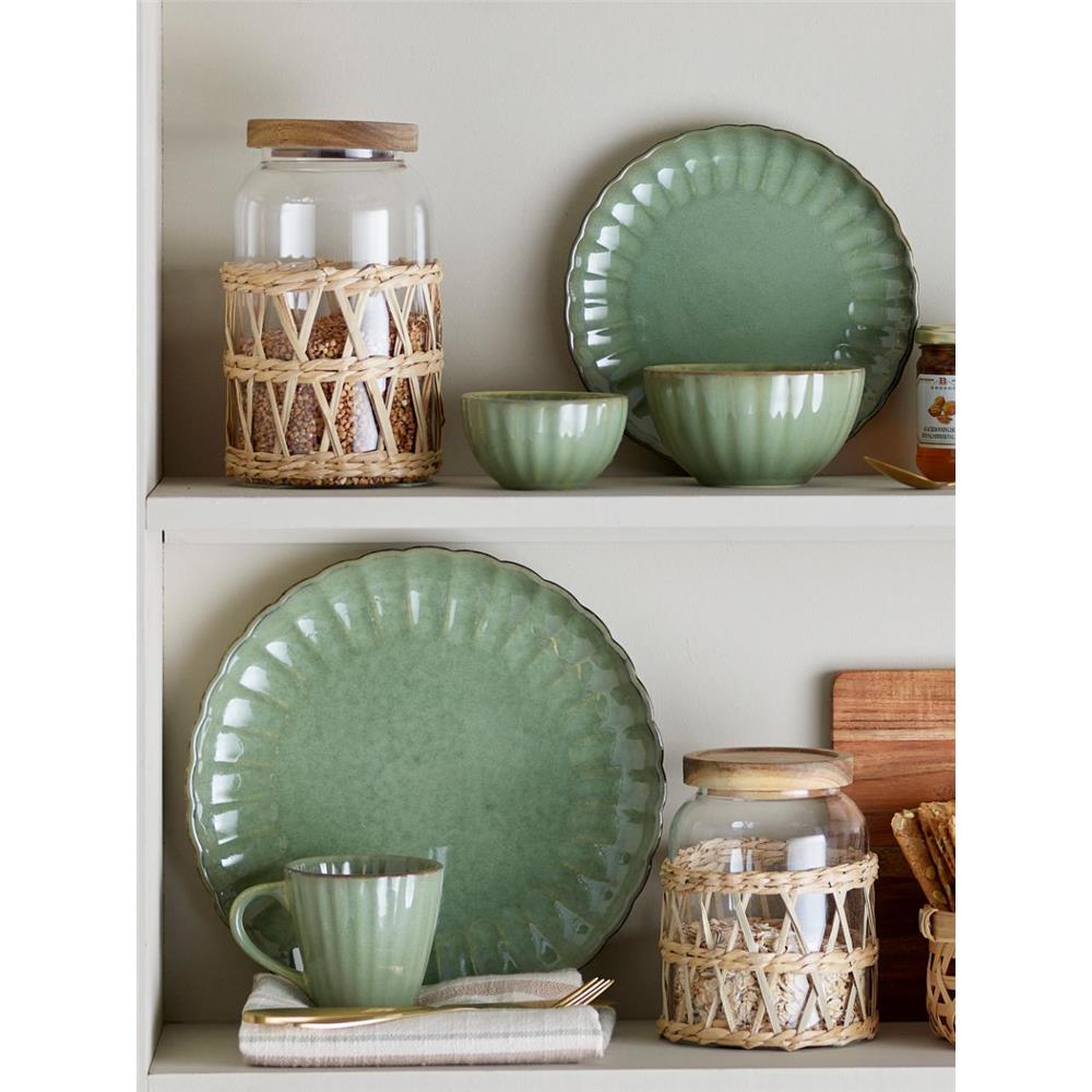 Bloomingville Latina Teller, Grün, 27 cm, Steingut, Speiseteller, dänisches Design