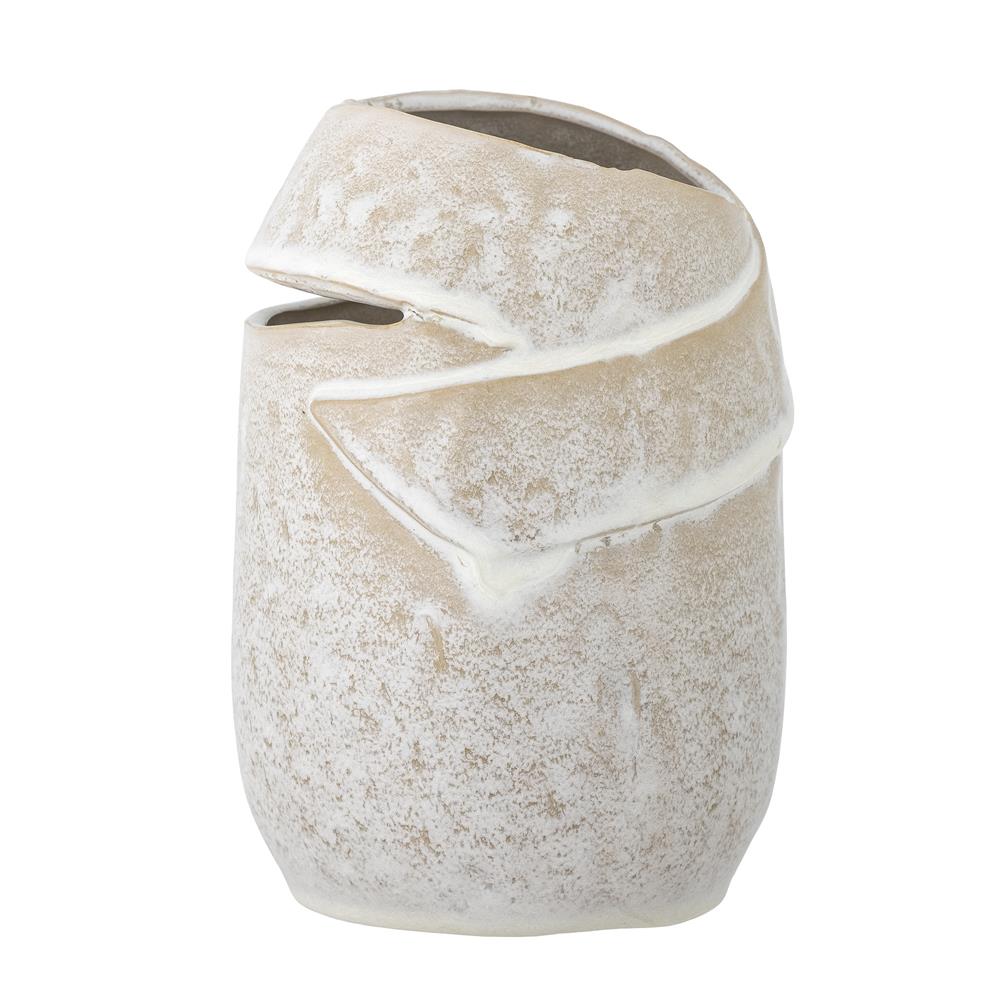 Bloomingville Abeera Vase – Steingut-Vase in Natur mit einzigartiger Glasur, 20 cm Höhe